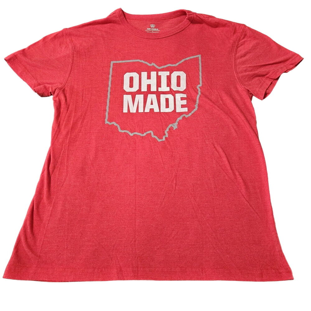 Top Of The World Womens T-Shirt Size Large Polyester Blend Ohio Made On Front